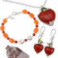 'Heart-Themed Earrings Necklace and Bracelet Curated Gift Set'