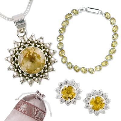 Supreme Sunshine,'Citrine and Cubic Zirconia Jewelry Curated Gift Set'