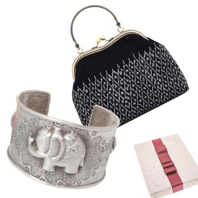 Lucky Night Out,'Silk Bag and Sterling Silver Bracelet Curated Gift Set'