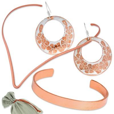 'Floral Sterling Silver-Accented Copper Curated Gift Set'