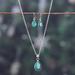 '18-Carat Faceted Emerald Necklace and Earrings Jewelry Set'