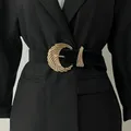 Ceinture corset large en cuir velours noir pour femme haute qualité luxe structure dorée mode