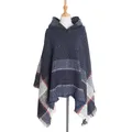 Poncho à capuche à motif d'arête de poisson pour femme cape pull capes pour femme capes Navy