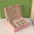 Boîte de rangement de bijoux à double couche porte-bijoux de voyage portable bague de rangement