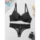 Viomisha-Sous-vêtements en dentelle noire pour femme lingerie sexy avec anneau en acier bonnet B