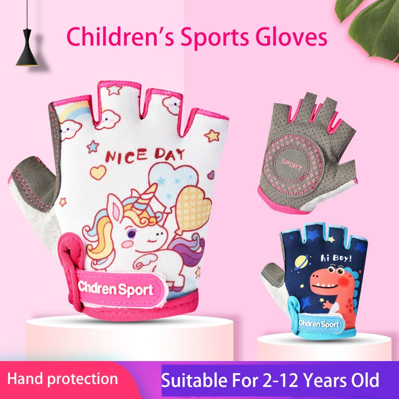 Gants sans doigts pour enfants sport vélo garçon fille cyclisme Anti-usure enfants patinage à roulettes entraînement exercice gants de Protection