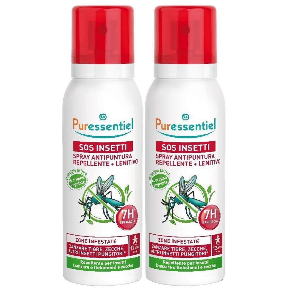Puressentiel SOS Insetti Spray Antipuntura Repellente + Lenitivo 2x75