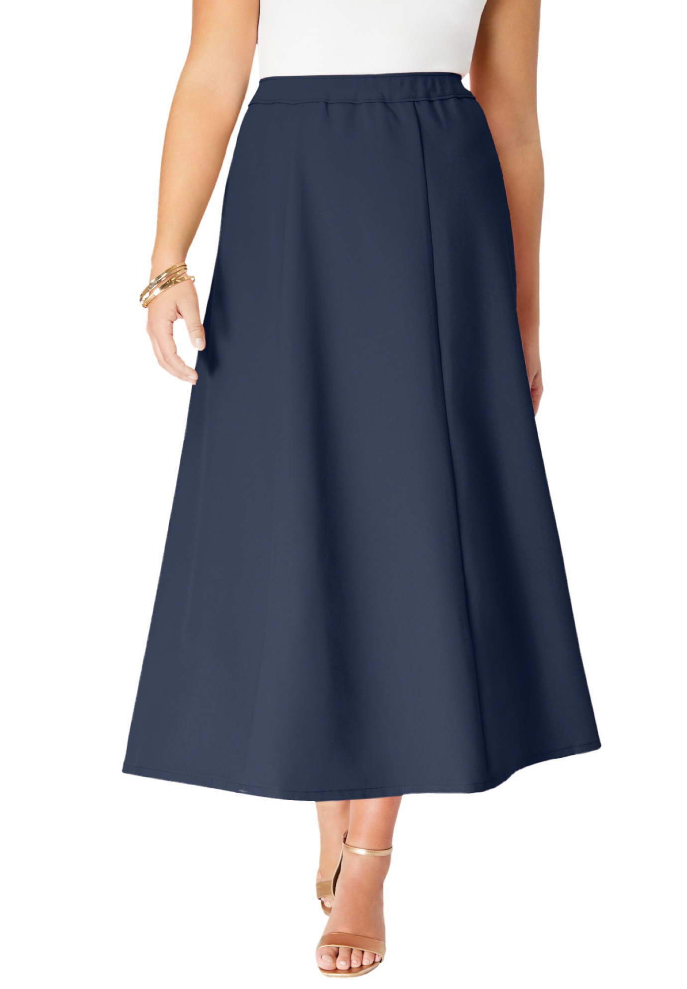 Plus Size Women's Plus Size Bend Over® A Line Skirt by Roaman's in Navy (Size 40 W)