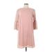 A New Day Casual Dress - Shift High Neck 3/4 sleeves: Pink Solid Dresses - Women's Size Large