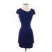 Zara TRF Casual Dress - Bodycon Scoop Neck Short sleeves: Blue Print Dresses - Women's Size Small