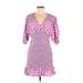 Faithfull the Brand Casual Dress - Mini V-Neck Short sleeves: Pink Polka Dots Dresses - Women's Size 8