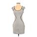 Express Casual Dress - Sheath Scoop Neck Short sleeves: Gray Print Dresses - Women's Size 4