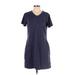32 Degrees Casual Dress - Mini V-Neck Short sleeves: Gray Solid Dresses - Women's Size Small