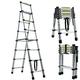 Collapsible Telescoping Ladder Telescopic Ladders EN131 A Frame Extension Aluminum Step Ladder Adjustable Folding Ladder with Non-Slip Rubber Feet, 330lbs Load, 2m+2.3m / 6.6ft+7.6ft, 6+7 Steps