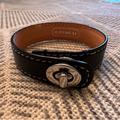 Coach Jewelry | Coach Black Leather Toggle Wrap Bracelet, Silver Toggle. | Color: Black/Silver | Size: Os