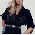 Zara Jackets & Coats | Nwt Zara Bejeweled Fringed Jacket Black Denim | Color: Black | Size: 6