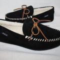 Polo By Ralph Lauren Shoes | Nib Men's Polo Ralph Lauren Men Suede Tie Slippers | Color: Black | Size: 9