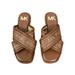 Michael Kors Shoes | Michael Michael Kors Gideon Flat Slide Sandals Brown Gold Slip On Women's 8 | Color: Brown/Gold | Size: 8