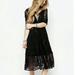 Free People Dresses | Free People Mountain Laurel Black Lace V Neck Midi Dress Size 6 | Color: Black | Size: 6