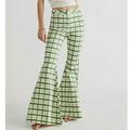 Free People Jeans | Free People Just Float On Printed Flare Jeans High Rise Green Plaid Size 28 | Color: Green | Size: 28