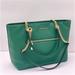 Michael Kors Bags | Michael Kors Medium Front Zip Chain Tote Bag Leather Jewel Green | Color: Gold/Green | Size: Os