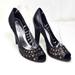 Jessica Simpson Shoes | Jessica Simpson Black Heels | Leather Open Toe Gold Studded Details 8½ | Color: Black/Gold | Size: 8.5