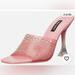 Nine West Shoes | Nine West Zip Top Pink Rhine Stone Heeled Slide Sandals Size 7 | Color: Pink | Size: 7