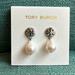 Tory Burch Jewelry | Nwt Tory Burch Rope Logo Pearl Drop Earrings | Color: Silver/White | Size: Os