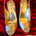 Nine West Shoes | Nine West Sharina Nude Patent Leather & Suede Peep Toe Slingback Pumps 9m | Color: Cream/Tan | Size: 9