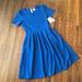 Lularoe Dresses | Nwt Lularoe Amelia Dress In Royal Blue Silver | Color: Blue/Silver | Size: L