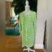 Michael Kors Dresses | Michael Kors Chartreuse & White Regal Print Long Sleeve Slinky Knit Dress L | Color: Green/White | Size: L