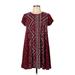 Derek Heart Casual Dress - A-Line Crew Neck Short sleeves: Burgundy Dresses - Women's Size Large