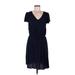Old Navy Casual Dress V Neck Short sleeves: Blue Solid Dresses - Women's Size Medium