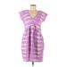 Ann Taylor LOFT Casual Dress - Sheath V Neck Short sleeves: Purple Dresses - Women's Size Small