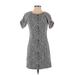 French Connection Casual Dress - Mini Crew Neck Short sleeves: Gray Color Block Dresses - Women's Size 4