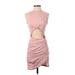 Shein Cocktail Dress - Bodycon Crew Neck Sleeveless: Pink Print Dresses - Women's Size Small
