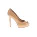 Vince Camuto Heels: Pumps Platform Cocktail Party Tan Solid Shoes - Women's Size 8 1/2 - Peep Toe