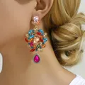 Lustre géométrique en verre brillant bohème pour femme boucles d'oreilles pendantes pendentif de