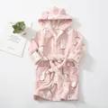 Peignoir d'Hiver pour Bébé Fille de 2 à 12 Ans Pyjama Rose Bleu Marine Serviette de Bain