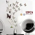 Autocollants Muraux Papillon 3D en PVC Papier Peint Auto-Adhésif Effet Miroir Décoration de