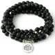 Bracelet bouddha Lotus 6mm perles de lave noire 108 perles à enrouler Bracelet de Yoga ou collier