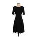 CATHERINE Catherine Malandrino Casual Dress - A-Line Crew Neck Short sleeves: Black Print Dresses - Women's Size Small