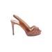 Christian Louboutin Heels: Slingback Stilleto Bohemian Tan Print Shoes - Women's Size 35 - Peep Toe