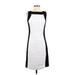 Calvin Klein Casual Dress - Bodycon: White Grid Dresses - Women's Size 2