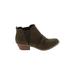 REPORT Ankle Boots: Slip On Stacked Heel Casual Green Print Shoes - Women's Size 7 - Almond Toe