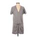 Banana Republic Casual Dress - Mini Plunge Short sleeves: Gray Dresses - Women's Size X-Small