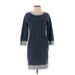 J.Crew Factory Store Casual Dress - Sheath Crew Neck 3/4 sleeves: Blue Color Block Dresses - Women's Size Small