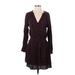 Rails Casual Dress - Mini Plunge Long sleeves: Black Dresses - Women's Size X-Small