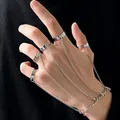 Punk geometrische Silber Farb kette Armband für Männer Ring Charm Set Paar Emo Modeschmuck Geschenke