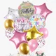 13 stücke/1set alles Gute zum Geburtstag Luftballons rosa Folie Luftballons Set Kinder Geburtstag